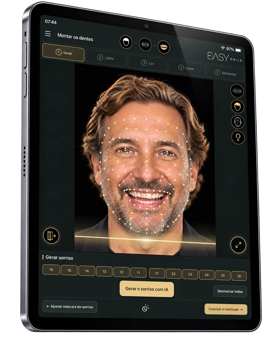 Easy Smile App em um iPad
